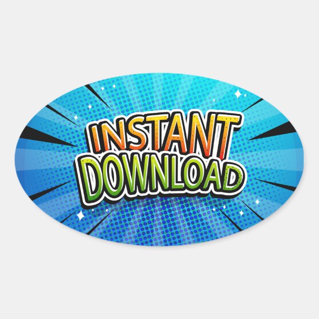 Pegatina Ovalada Descarga instantánea (Anverso)