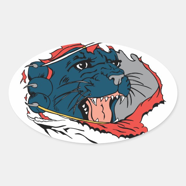 Pegatina Ovalada Desgarro de pantera negra (Anverso)