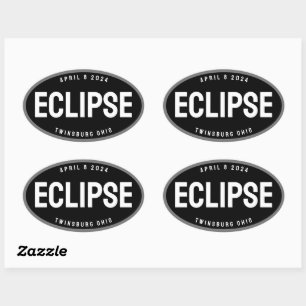 Pegatina Ovalada Destino del reloj Eclipse en su ciudad editable