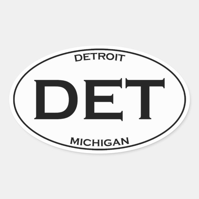 Pegatina Ovalada DET - Detroit Michigan (Anverso)