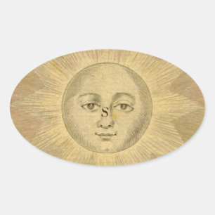 Pegatina Ovalada Detalle solar del mapa de los antiguos bolos, alre