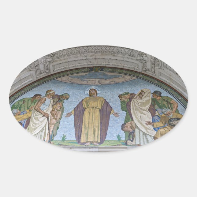 Pegatina Ovalada Detalles de la Catedral de Berlín (Anverso)