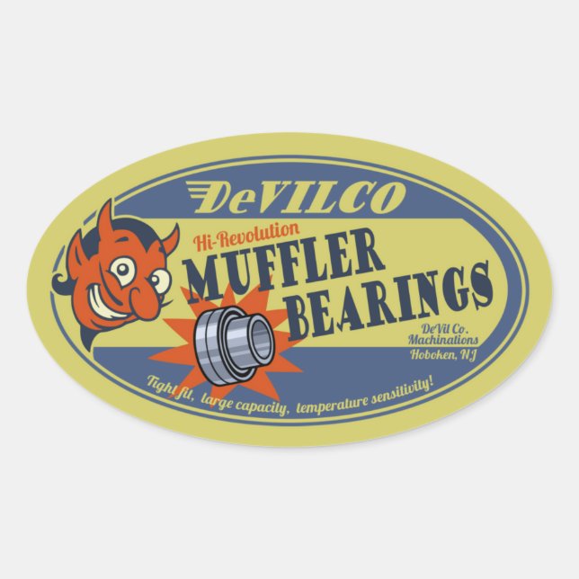 Pegatina Ovalada DeVILco Muffler Bearings (Anverso)