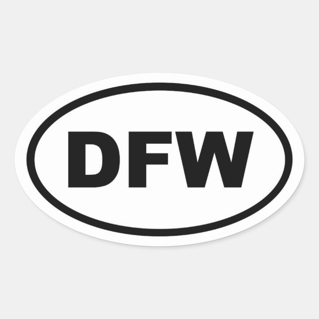 Pegatina Ovalada DFW Dallas Fort Worth (Anverso)