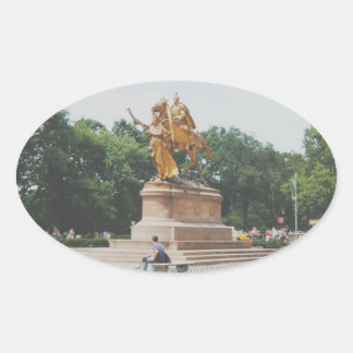 Pegatina Ovalada Día de verano en Central Park