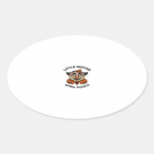 Pegatina Ovalada Día del tonto de abril, pequeño señor april ton