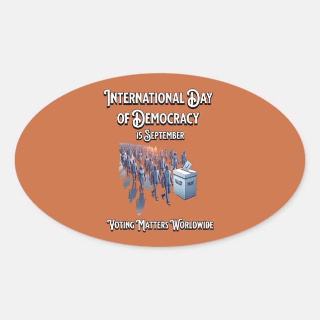 Pegatina Ovalada Día Internacional de la Democracia. Votar importa. (Anverso)