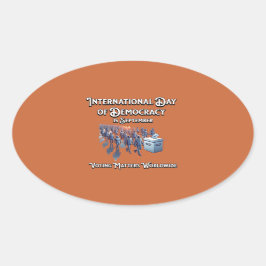 Pegatina Ovalada Día Internacional de la Democracia. Votar importa.