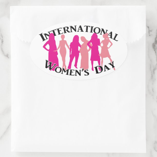 Pegatina Ovalada Día Internacional de la Mujer (Bolso)