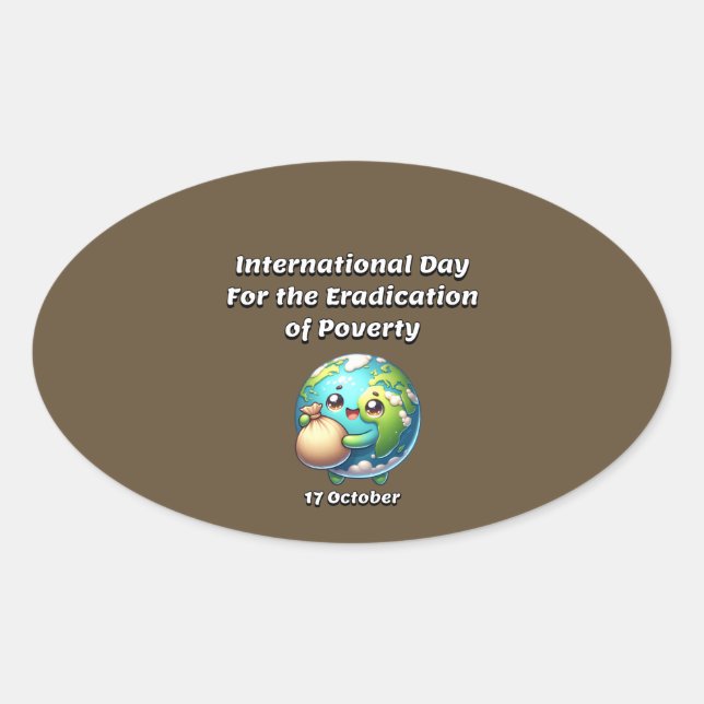 Pegatina Ovalada Día Internacional para la Erradicación de la Pobre (Anverso)
