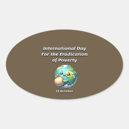 Pegatina Ovalada Día Internacional para la Erradicación de la Pobre