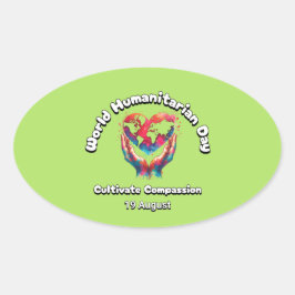Pegatina Ovalada Día Mundial de la Asistencia Humanitaria - Cultiva