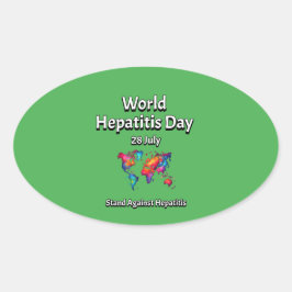 Pegatina Ovalada Día Mundial de la hepatitis. 28 de julio