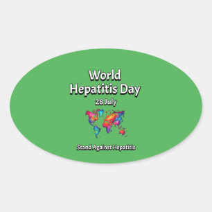 Pegatina Ovalada Día Mundial de la hepatitis. 28 de julio