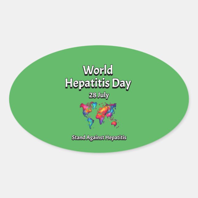 Pegatina Ovalada Día Mundial de la hepatitis. 28 de julio (Anverso)