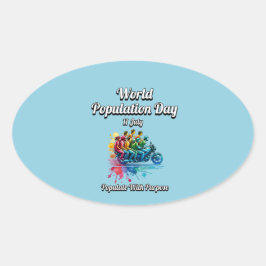 Pegatina Ovalada Día Mundial de la Población. 11 de julio