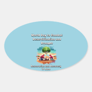 Pegatina Ovalada Día Mundial de Lucha contra la Desertificación y l