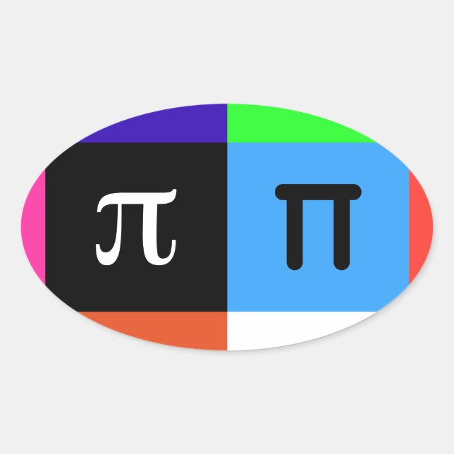 Pegatina Ovalada día pi feliz de bloques de color (Anverso)