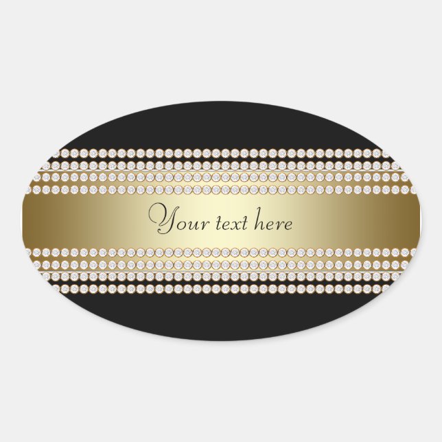 Pegatina Ovalada Diamante de oro negro (Anverso)