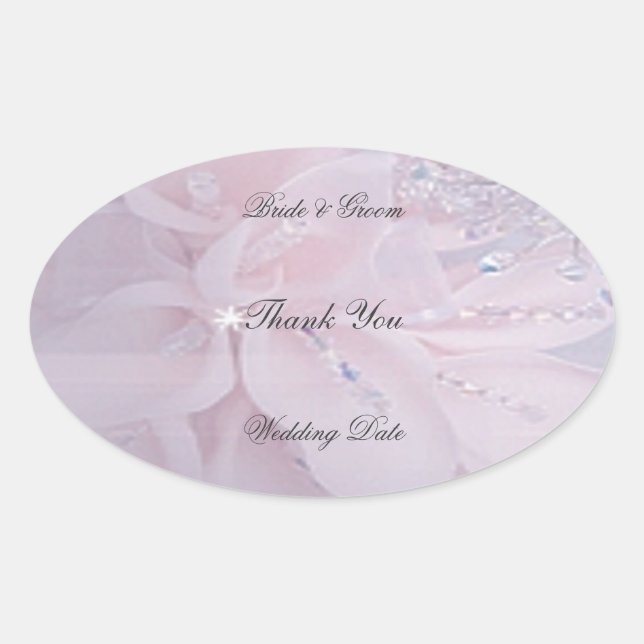 Pegatina Ovalada Diamond Boda Gracias (Anverso)