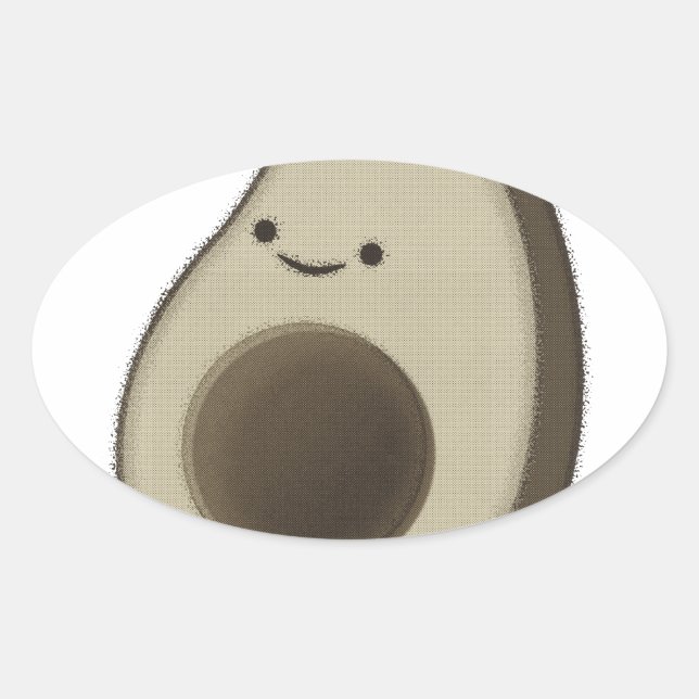 Pegatina Ovalada Dibujo de aguacate estilo vintage (Anverso)