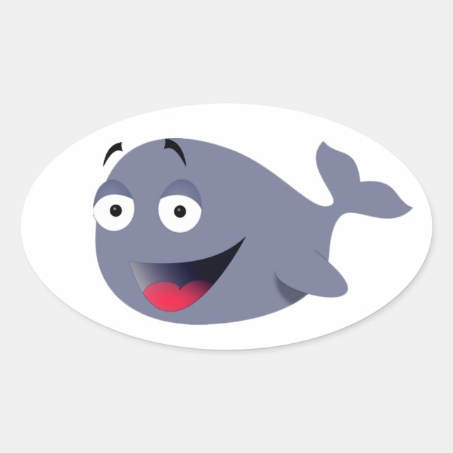 Pegatina Ovalada Dibujo gracioso de Fiestas de niños ballenas (Anverso)