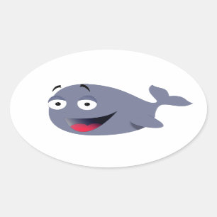Pegatina Ovalada Dibujo gracioso de Fiestas de niños ballenas