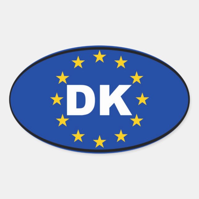 Pegatina Ovalada Dinamarca - DK - Unión Europea (Anverso)