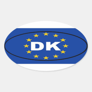 Pegatina Ovalada Dinamarca - DK - unión europea