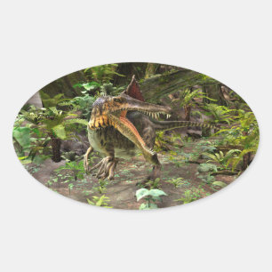 Pegatina Ovalada Dinosaurio Spinosaurus
