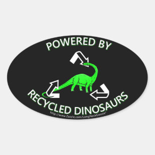 Pegatina Ovalada Dinosaurios reciclados