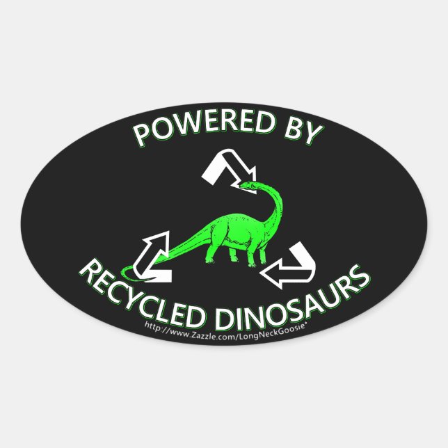 Pegatina Ovalada Dinosaurios reciclados (Anverso)