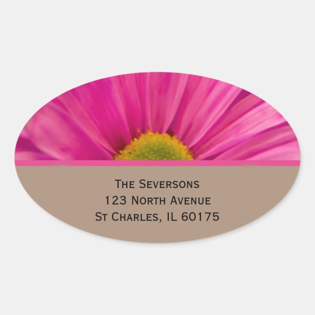 Pegatina Ovalada Dirección de devolución de Daisy Gerber Rosa (Anverso)