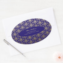 Pegatina Ovalada Dirección de devolución del Boda del patrón de oro