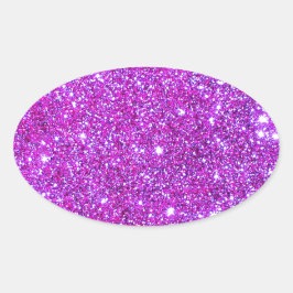 Pegatina Ovalada Diseñador de Purpurinas Pink Purple Sparkly Glam