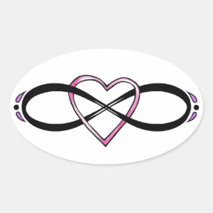 Pegatina Ovalada Diseño de amor infinado
