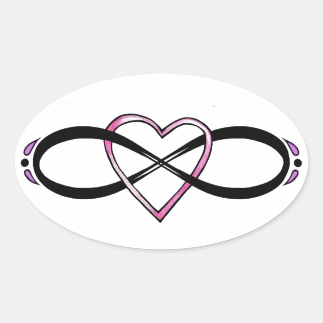 Pegatina Ovalada Diseño de amor infinado (Anverso)