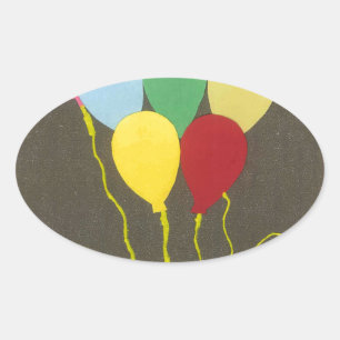 Pegatina Ovalada Diseño de arte gráfico de los globos de cumpleaños