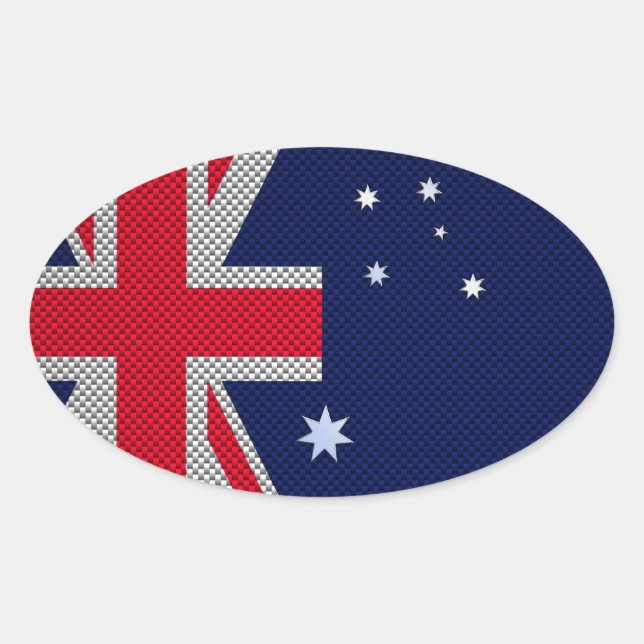 Pegatina Ovalada Diseño de bandera australiana estilo cromado de fi (Anverso)