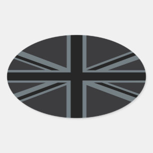 Pegatina Ovalada Diseño de bandera de la unión negra