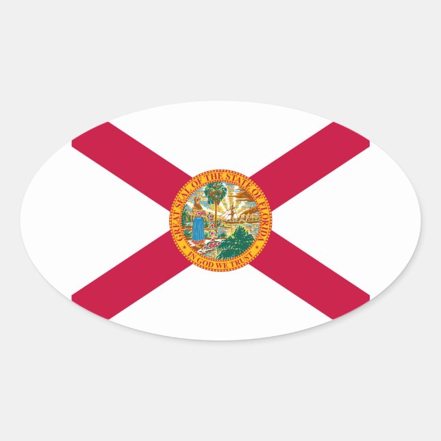 Pegatina Ovalada Diseño de bandera del estado de Florida (Anverso)