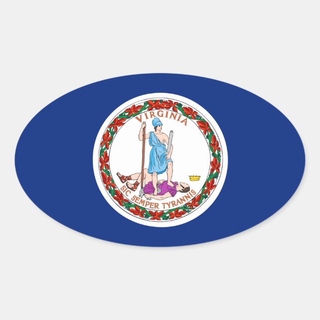 Pegatina Ovalada Diseño de bandera del estado de Virginia (Anverso)