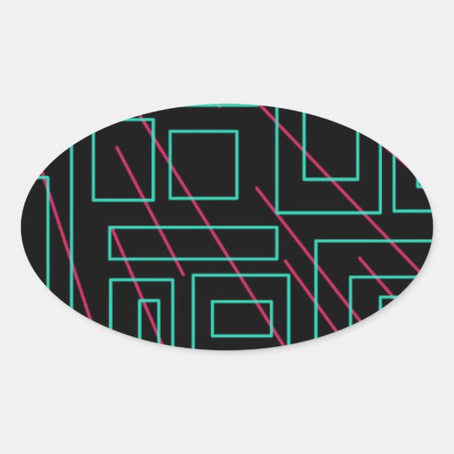 Pegatina Ovalada diseño de fondo negro (Anverso)