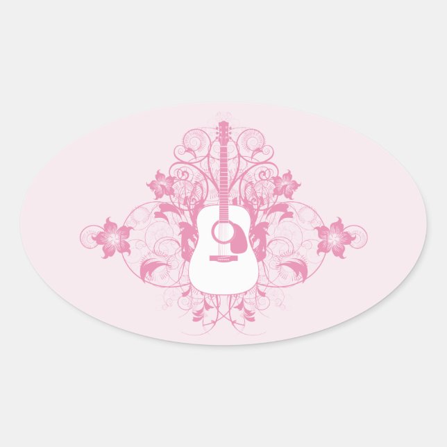 Pegatina Ovalada Diseño de guitarra (Anverso)