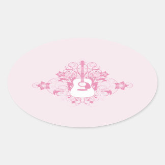 Pegatina Ovalada Diseño de guitarra
