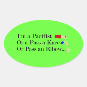 Pegatina Ovalada Diseño de Humor Pacifista de MMA