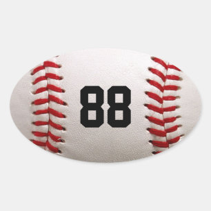 Pegatina Ovalada Diseño de jugador de béisbol con número de jersey
