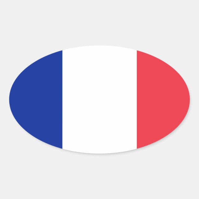 Pegatina Ovalada Diseño de la bandera de Francia (Anverso)