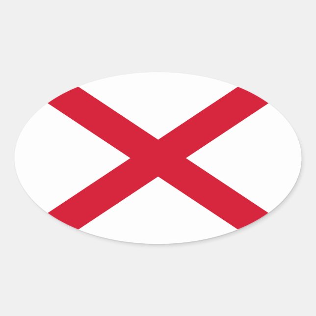 Pegatina Ovalada Diseño de la bandera del estado de Alabama (Anverso)