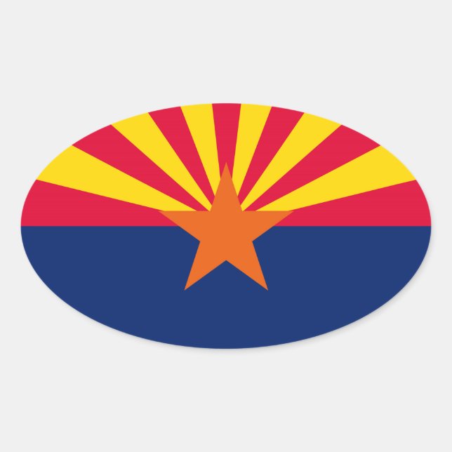 Pegatina Ovalada Diseño de la bandera del estado de Arizona (Anverso)